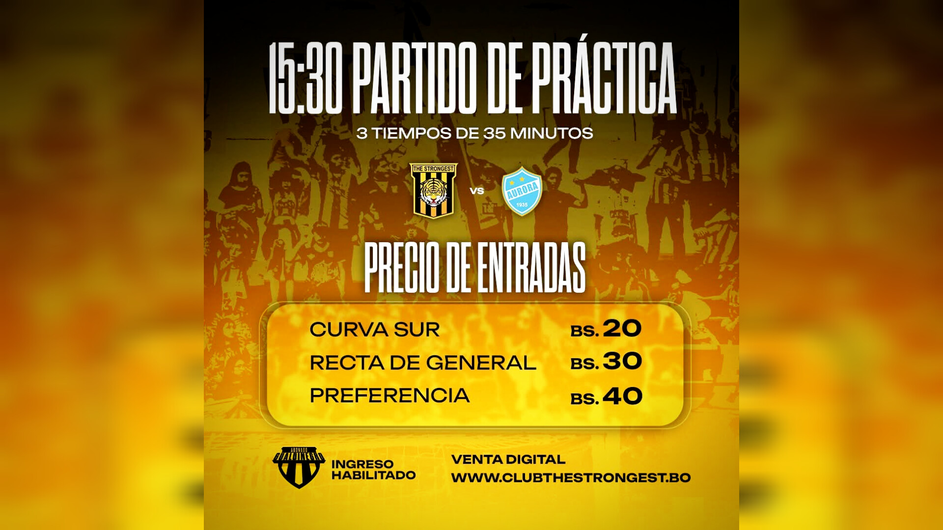 The Strongest presentará su plantel 2025 con un partido ante Aurora