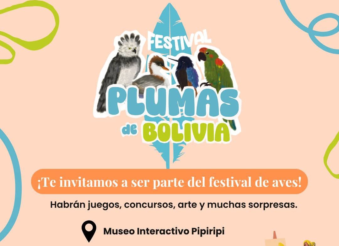 El próximo 9 de agosto, La Paz vibrará con colores, arte y diversión en el Festival Plumas de Bolivia, un evento dedicado a la riqueza de las aves del país. La cita será en el Museo Interactivo Pipiripi (Av. del Ejército, frente al Parque Laikakota) desde las 12:30 hasta las 18:00. La entrada es abierta a todo público, pero quienes asistan disfrazados de las aves protagonistas tendrán acceso gratis gracias al apoyo de WEV y el Cornell Lab of Ornithology. Además, se realizará un concurso de disfraces, donde los tres mejores se llevarán un premio especial al finalizar la jornada. Entre las aves protagonistas se encuentran: Zambullidor del Titicaca (Rollandia microptera) Águila Harpía (Harpia harpyja) Rayo de Sol Boliviano (Aglaeactis pamela) Paraba Frente Roja (Ara rubrogenys) El festival promete una tarde llena de juegos, concursos, arte y muchas sorpresas. Eso sí, recuerda que las entradas gratuitas tienen cupos limitados, así que conviene llegar temprano. ¡Un encuentro para celebrar la belleza de las aves y explorar la creatividad con las alas extendidas!